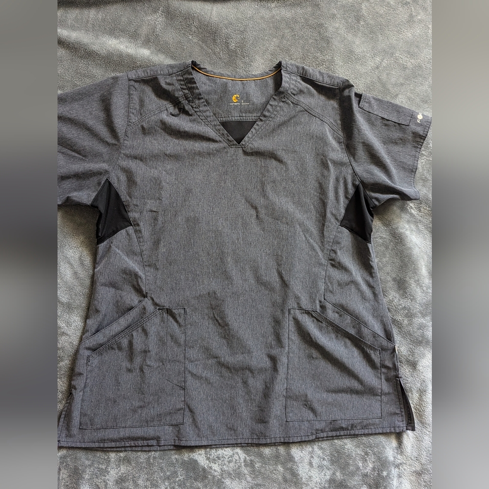 Large Carhartt Dark Grey Scrub Set -includes top and pants